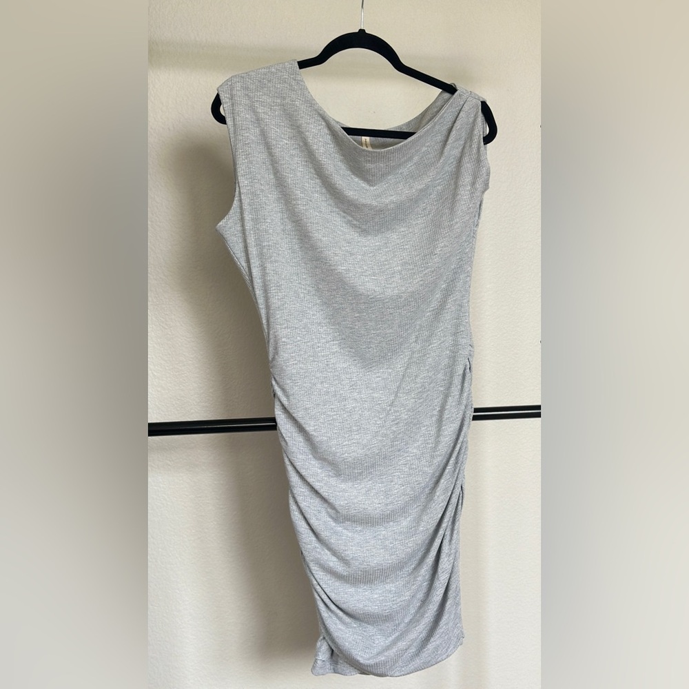 Tyche Gray Ribbed Asymmetrical Dress S